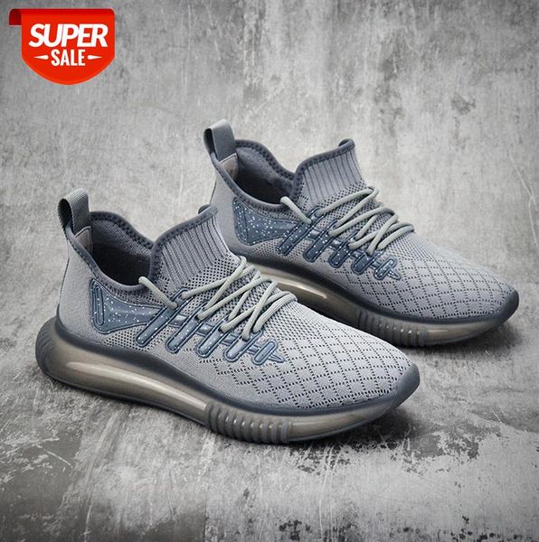 

flying woven casual shoes round toe low-solid color men's single running #cy1z