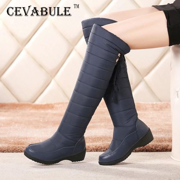 

boots cevabule 2021 feather flannel snow slope sponge cake leisure tied knee over the tyx, Black
