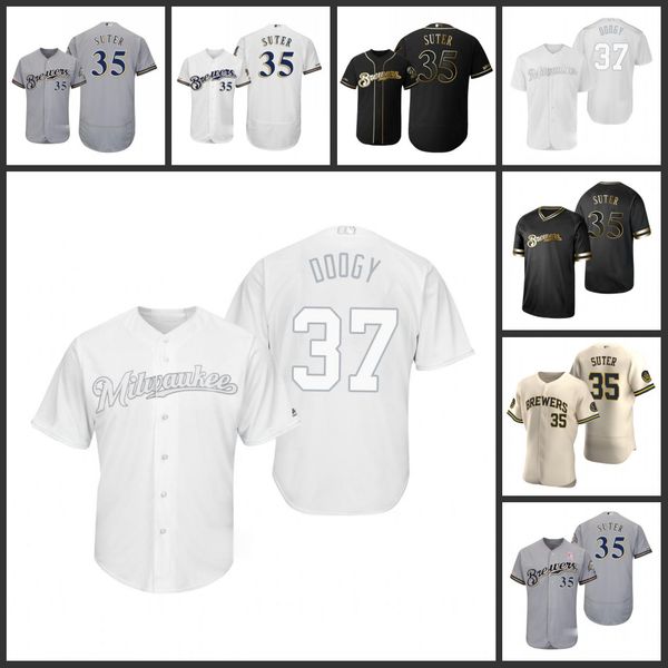 

milwaukee brewers men 37 adrian houser doogy 35 brent suter 34 rollie fingers women youthjersey, Black;red