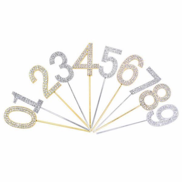 

other event & party supplies 1pc gold silver diamond-studded number 0-9 cake er for birthday decoration wedding decorations cupcake
