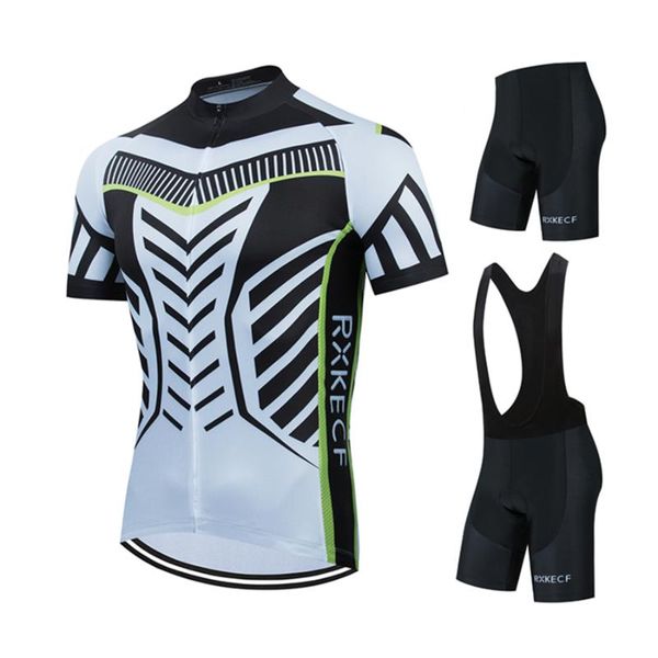 

racing sets 2021 rxkecf cycling set 100% polyester mtb bike clothing maillot bicycle clothes wear jersey, Black;blue
