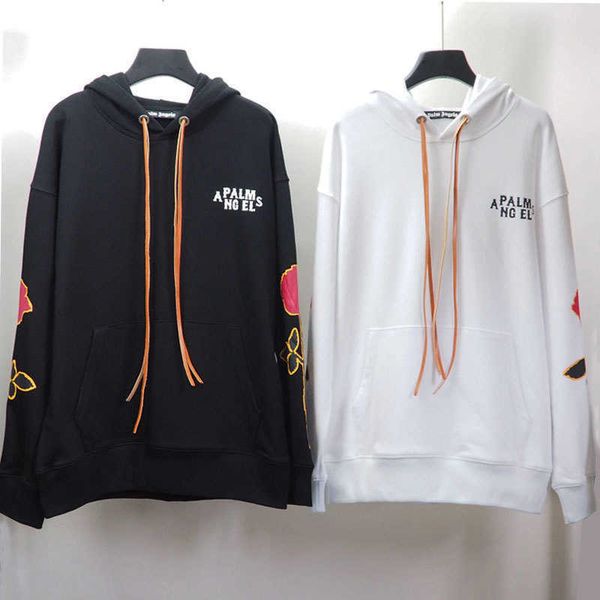 

fashion pa street hoodie flower letter casual sweatera35g, Black