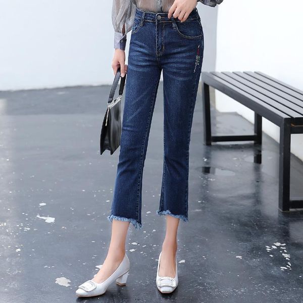 

women's jeans ctrlcity embroidery skinny women denim pants tassel straight casual trousers blue stretch vintage