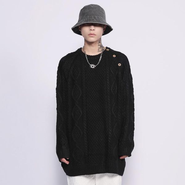

men's sweaters men knitted sweater black streetwear 2021 fashion pullover, White;black