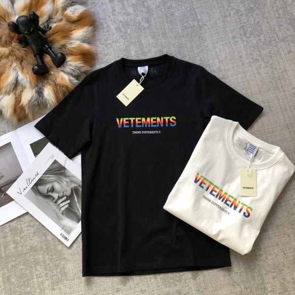 

men's t-shirts raiow t-shirt men women think differently letters printing vetements tee vtm lgfr, White;black