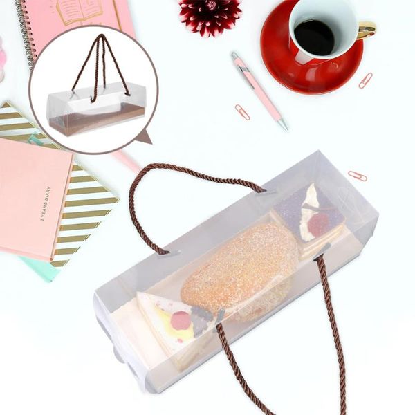 

5pcs rectangular dessert boxes bakery portable packing cake case gift wrap