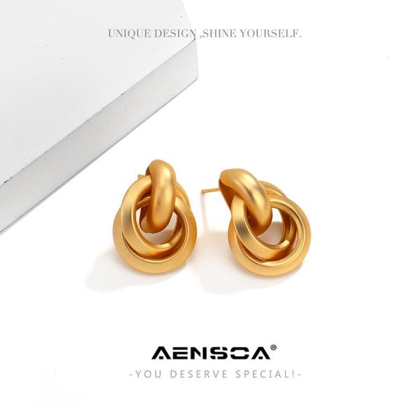 

dangle & chandelier aensoa fashion gold color metal drop earrings simple knot twist for women statement jewelry 2021 pendiente, Silver