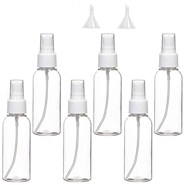 

storage bottles & jars 6 pcs transparent spray bottle 100ml clear fine mist plastic empty refillable liquid containe atomiser with funnel