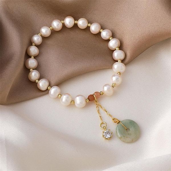 

jade freshwater pearl retro bead bracelet female beaded niche design vintage jewelry for woman 2021 trend gift girlfriend beaded, strands, Black