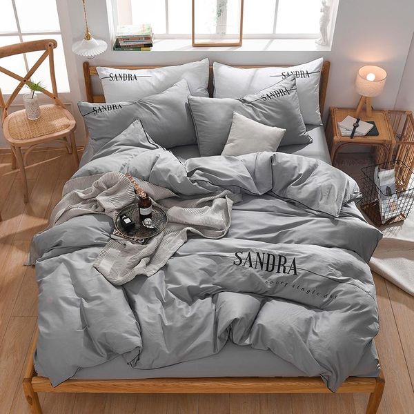 

100% pure cotton solid color bedspread bedclothes duvet cover quilts sheets pillow case home kit girl bed linen sets child room bedding