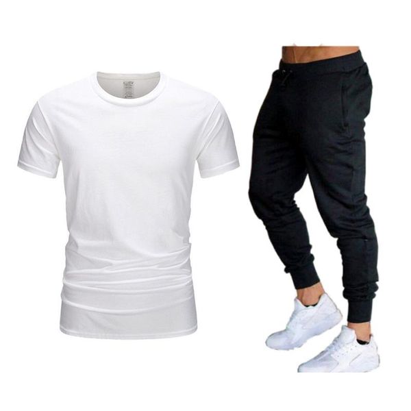 

men's tracksuits 2021 casual suit sportswear summer two-piece t-shirt brand sports, Gray