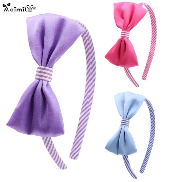 

hair accessories meimile bands for baby girls striped ribbon bow tie fashion cute headband princess purple pink blue, Slivery;white