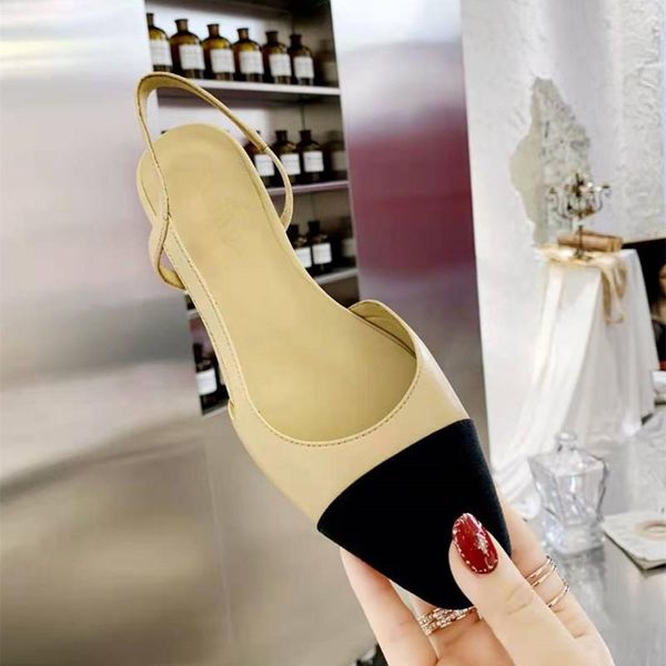 

sandals sandÃ¡lias femininas clÃ¡ssicas desinger sapatos femininos galochas rasas de primavera e verÃ£o couro plus size 34-42, Black