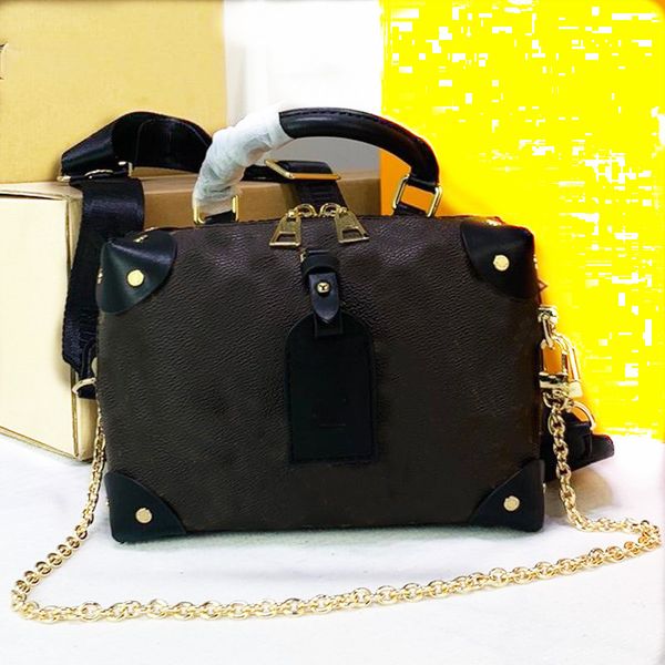 

fashion luxurys designers handbag women tote bag petite malle souple shoulder crossbody bags rivet leather corners embossed tag travel purse