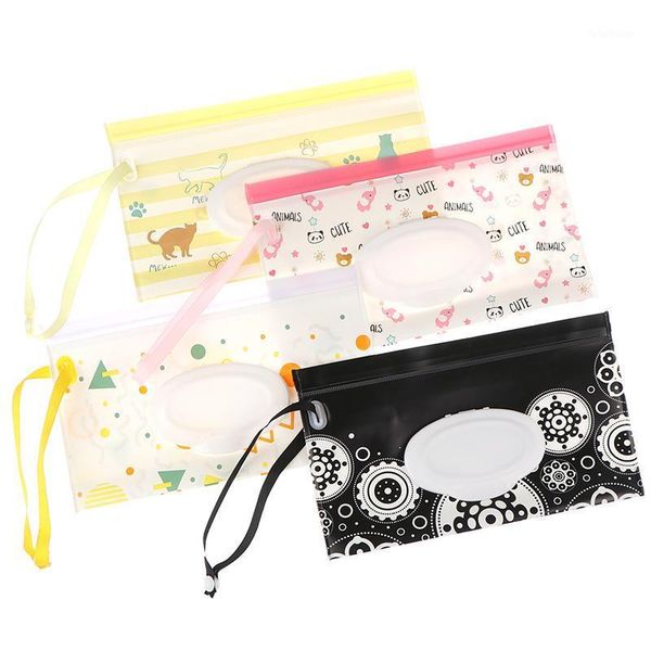 

eco-friendly wet wipes bag clamshell cosmetic pouch easy-carry snap-strap container clutch and clean carrying case1