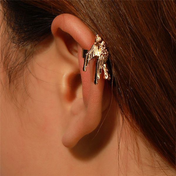 

women retro swallows model ear cuffs fashion metal animal earring clips european trend party gift street wear earrings jewelry accessories w, Silver