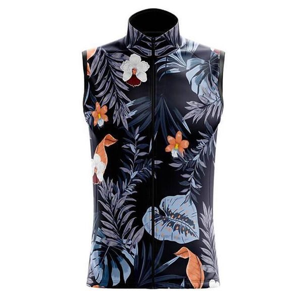 

racing sets summer women's sleeveless windproof vest cycling jersey black floral plant pattern road bike breathable, Black;blue