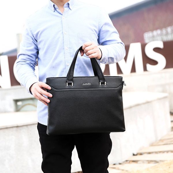 

handbag portfolio briefcases 2021 soft leather successful men's business one shoulder diagonal briefcase leisure horizontal