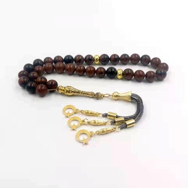 

beaded, strands 2021 tasbih natural red obsidian rosary bead stone 33 muslim misbaha black matel tassel islamic prayer beads adha eid gift