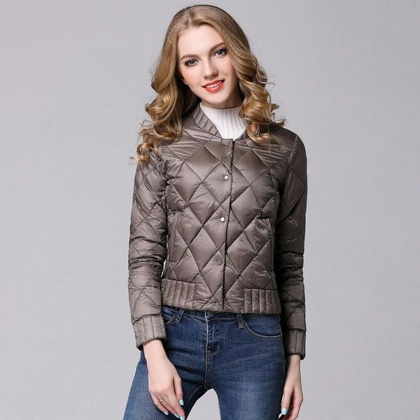 

women's down & parkas autumn and winter korean round neck light thin women's slim jacket short large, Black