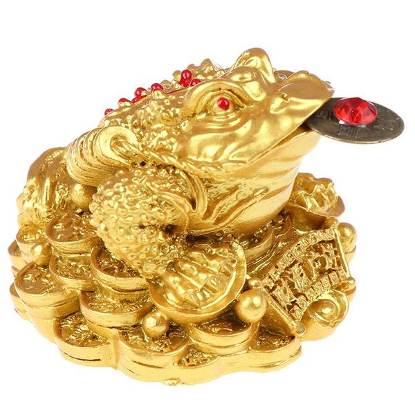 

decorative objects & figurines feng shui toad money lucky fortune wealth chinese golden frog coin home office decoration tableornaments