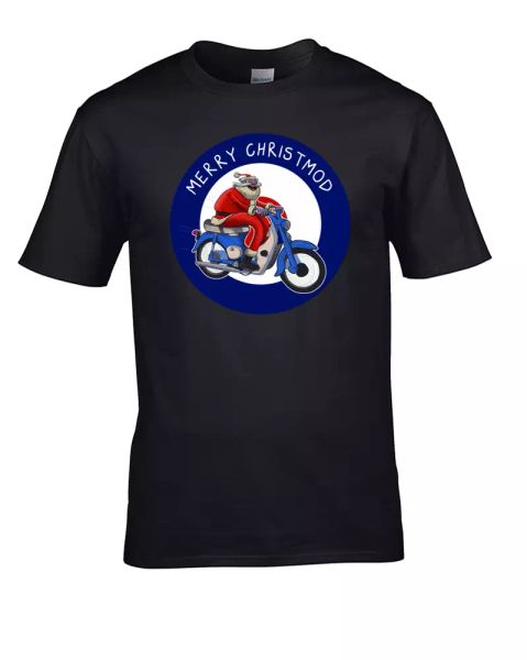 

merry christmod- santa modfather- men's t-shirt, White;black