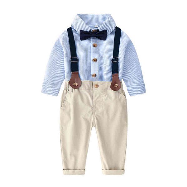 

boys autumn winter suit stripe long sleeve shirt cotton casual pants children's clothing baby set, White