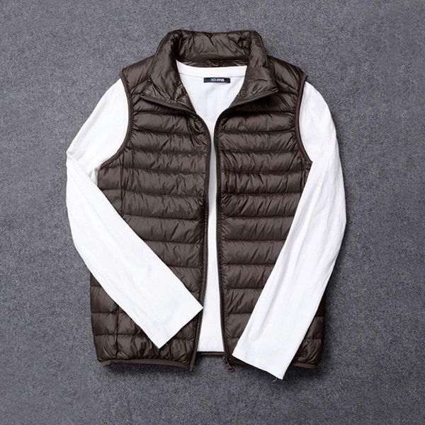 

men's vests men spring autumn vest jackets coats duck down filler 2021 arrived male slim casual waistcoat super light thin solid stripe, Black;white