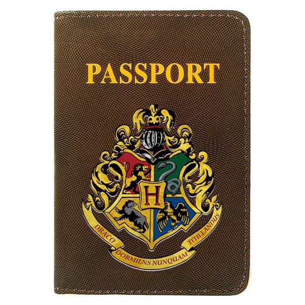 

card holders classic fashion hp design printing women men passport cover pu leather travel id holder pocket wallet bags gifts, Brown;gray