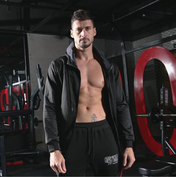 

men's vests hirigin m-xxl mens slim zip up sports fitness sweat coat jackets sweatshirt winter warm jacket outwear, Black;white