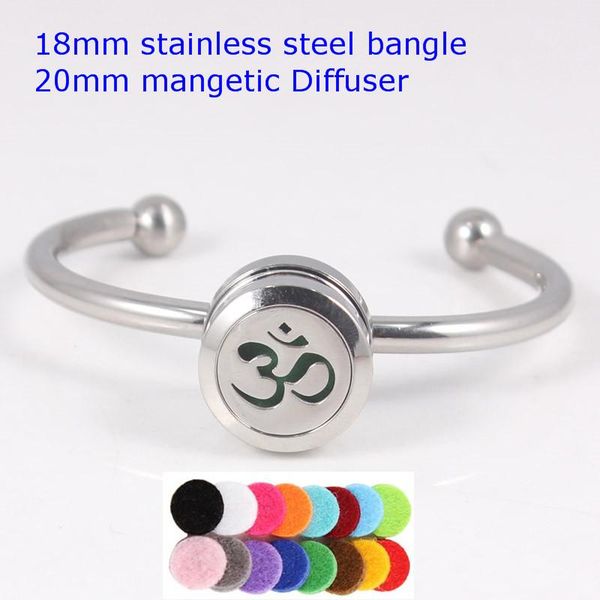 

bangle 316l stainless steel yoga perfume locket bracelet essential oil diffuser 18mm snap button jewelry bangles & bracelets, Black