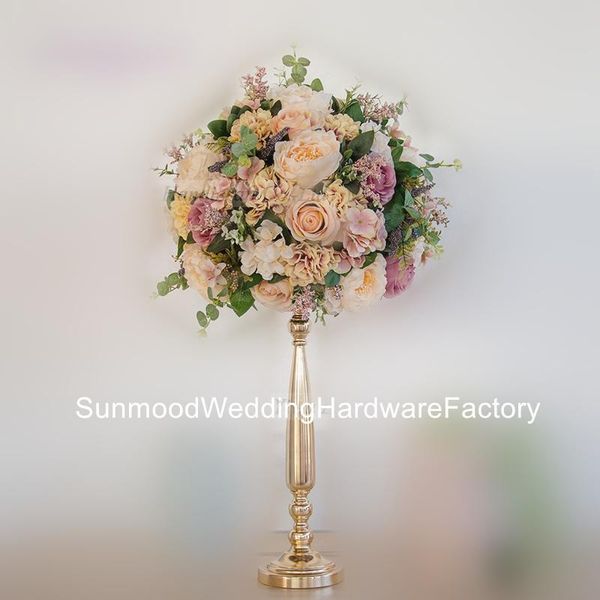 

party decoration flowers vases candle holders road lead table centerpiece metal gold stand pillar candlestick for wedding candelabra yuson00
