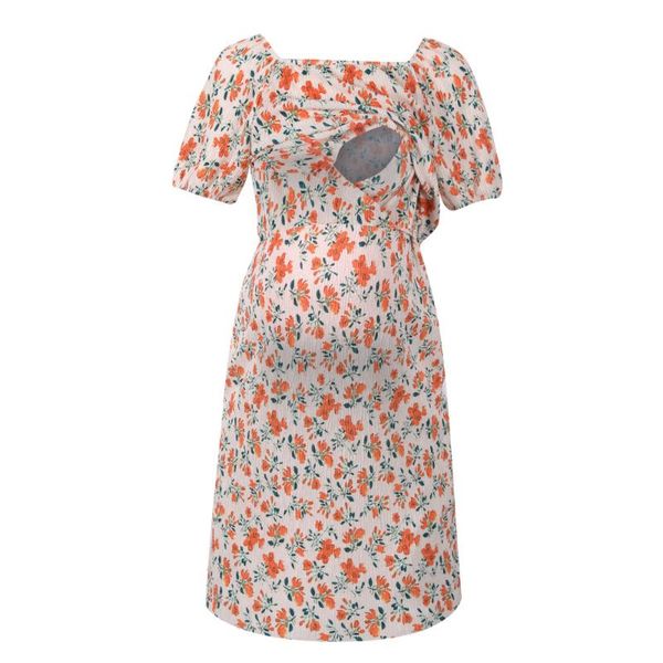

maternity dresses dress pleated nursing short sleeve trendy breastfeeding, White