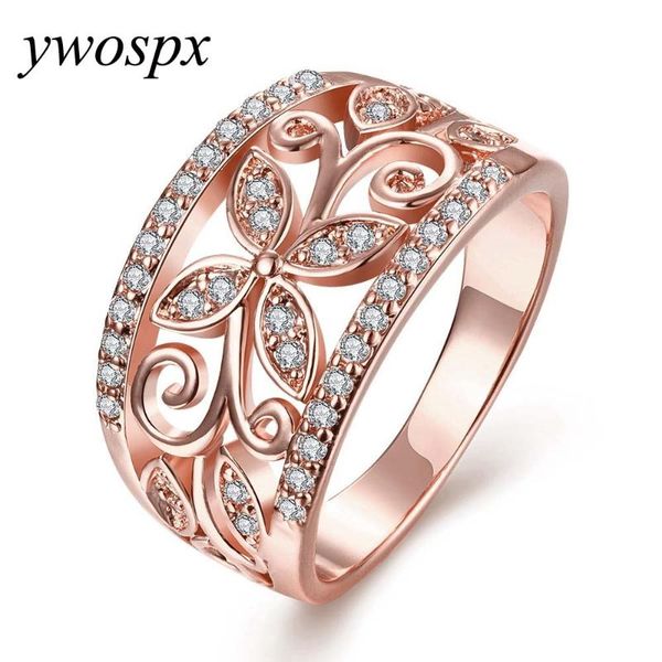 

wedding rings ywospx rose gold flower cubic zirconia for women size 6,7,8,9 female silver color zircon ring jewelry anel, Slivery;golden