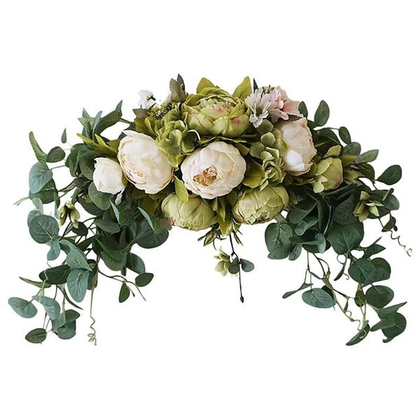 

decorative flowers & wreaths artificial floral swag, 30 inch handmade flower swag with green leaves rose peony arch garland simulation