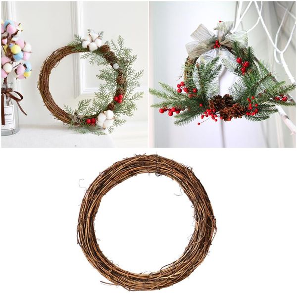 

decorative flowers & wreaths 8/10/12/15/20/25/30cm wreath natural rattan garland wedding decoration diy crafts decor for home door xmas gift