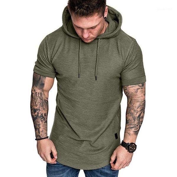 

men's t-shirts 2021 summer sportswear hoodie short sleeve mens t-shirt clothing men tshirt casual solid loose hooded tees shirts male, White;black
