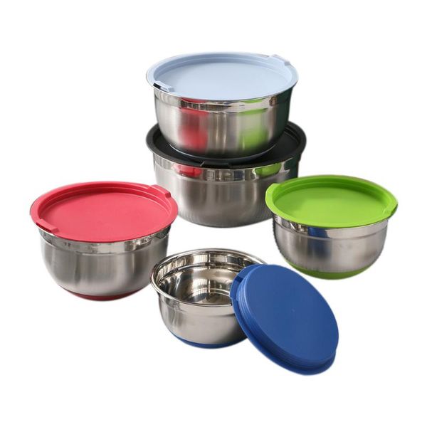 

5pcs/set stainless steel bowls set home kitchen baking mixing basin soup bowl fruit storage salad