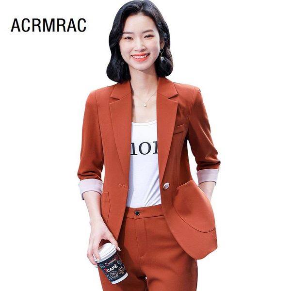 

women's two piece pants women suits summer half sleeve blazers office lady formal work clothes woman set 6161, White