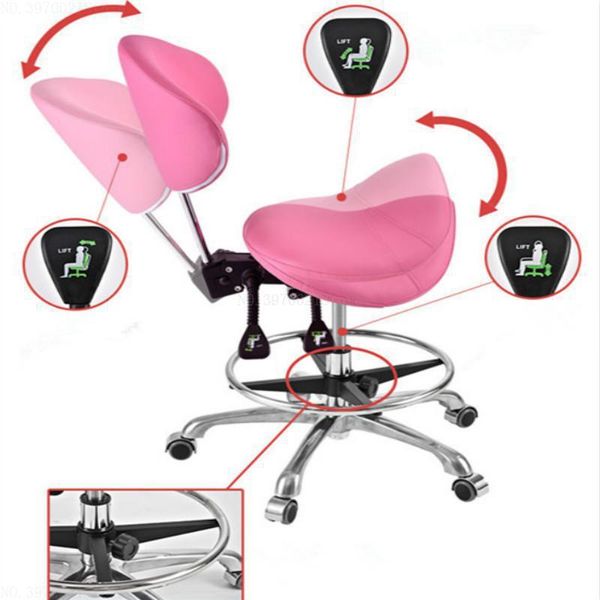 

modern message saddle chair with footrest&swivel adjustable leather spa drafting stool back for home/office camp furniture
