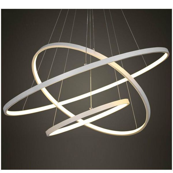 

chandeliers 40 60 80cm white led chandelier modern 3 circle rings lighting for dining room bedroom living indoor home