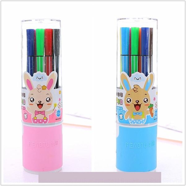 

dm6I straight water 12 set children brush washable brush 24 color painting painting pens kindergarten color pen, Black;red