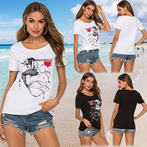 

women clothes 2021 tee shirt femme harajuku t cool tattoo streetwear aesthetic black white vogue camiseta mujer women's t-shirt