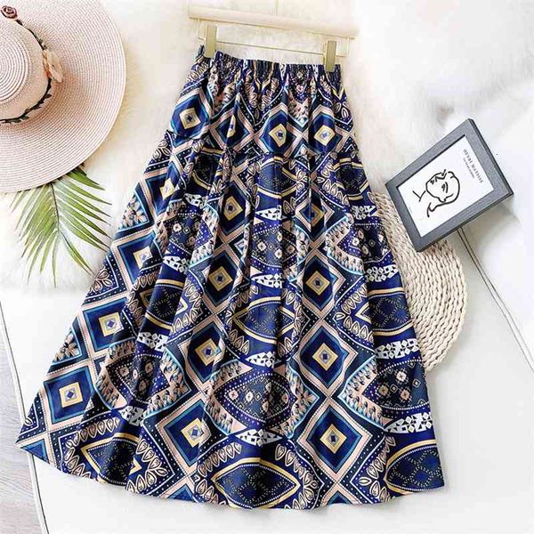 

skirts summer plaid print fashion indie maxi skirt women vintage patchwork high waist a-line long pleated woman blue clothes rg7j, Black