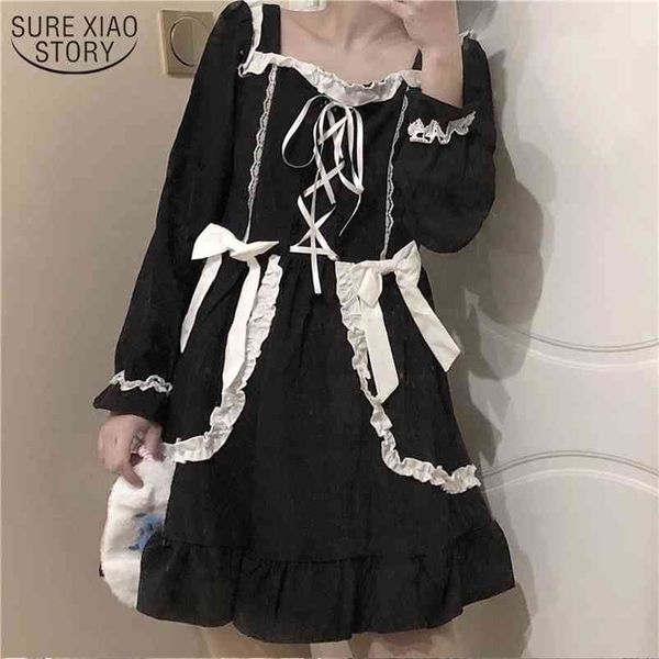 Lolita Gothic Dress Girl Patchwork Vintage Designer Mini Japan Style Kawaii Abbigliamento Fall es per le donne 13260 210508