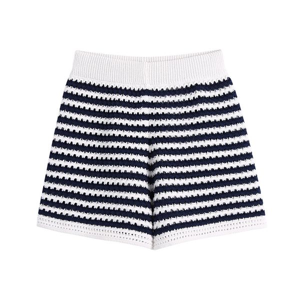 

women's shorts elastic waist casual women's shorts summer 2021 striped fashion straight for lady vintage chic elegant female s5e7, White;black