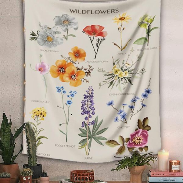 

tapestries botanical wildflower tapestry wall hanging flower colorful home easter decoration