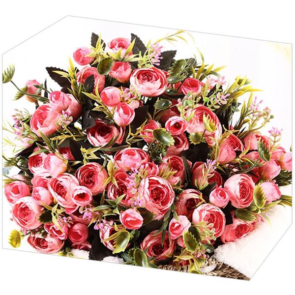 

heads bouquet elegant fake flower artificial peony silk flowers home wedding party decor colorfull rose buds decorative & wreaths
