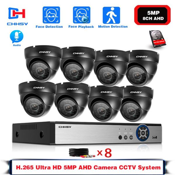 

h.265 8ch dvr cctv surveillance security camera system 4ch 5mp ahd kit 4x5mp outdoor waterproof night vision cameras wireless kits