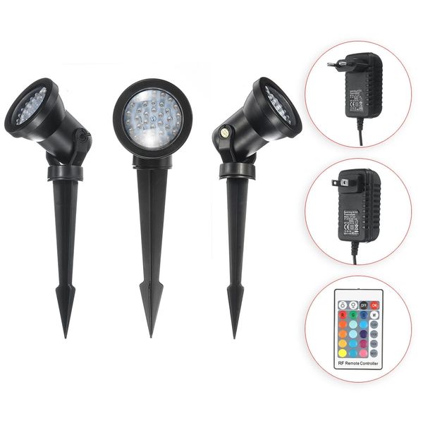 

solar spotlights outdoor 3 light waterproof color changing garden landscape dark sensing on/off up yard patio lawn with 22 keys remote contr